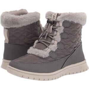 Ryka Womens Gray Snow Bound Water Repellent Faux Fur Winter Boots Lace sz 9 NEW